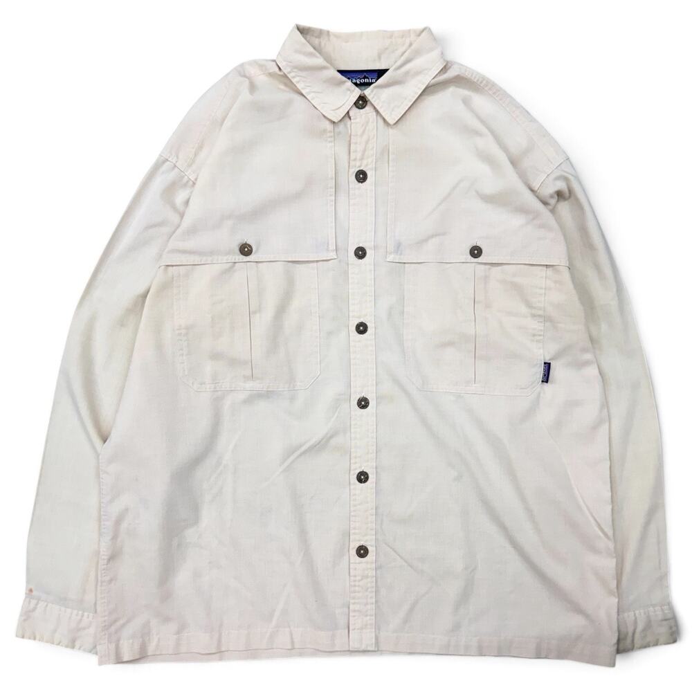 Vintage Patagonia Tropical Flats Button Up Shirt Ivory Mesh Vent Gorpcore Tech L